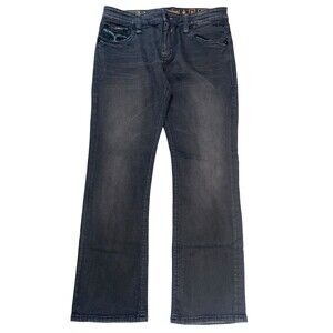 Rock Revival Mike Straight Distressed Gray Jeans Men's Size 38x34" Inseam